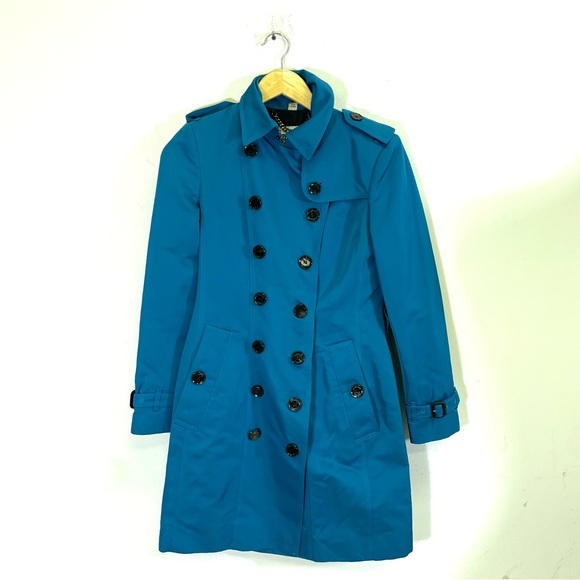 Burberry London teal trench coat size 4